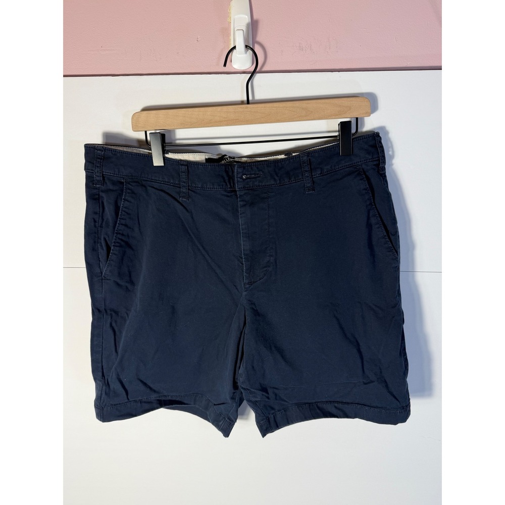 Hollister Mens Navy Blue Flat Front Chino Shorts Size 36 Casual Summer Twill